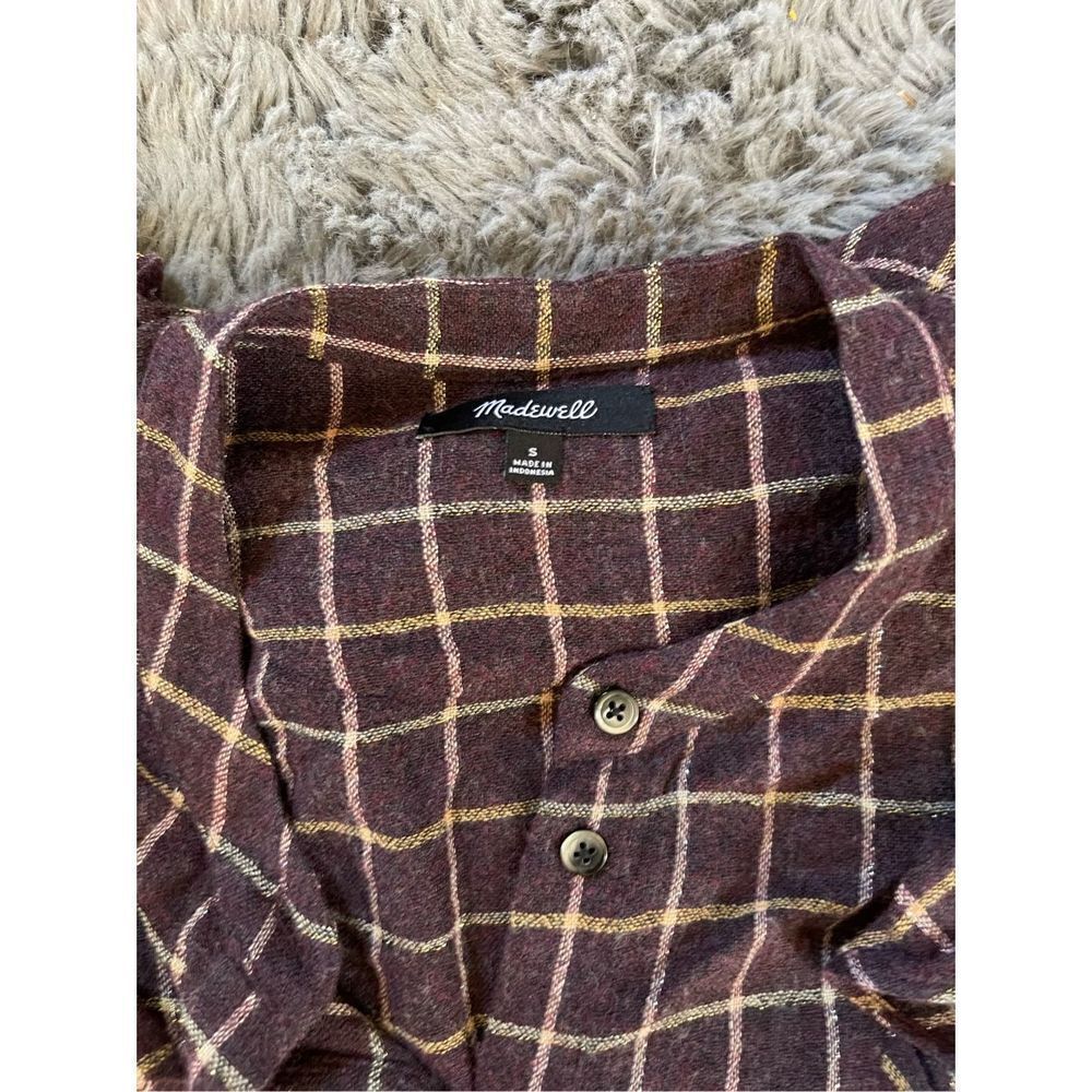 Madewell Wool Windowpane Ruffle Button Front Blou… - image 5